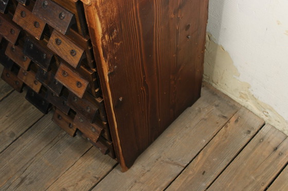 Image 1 of Antique wooden apothecary cabinet – card and drawer cabinet, Europe circa 1900, original vintage furniture