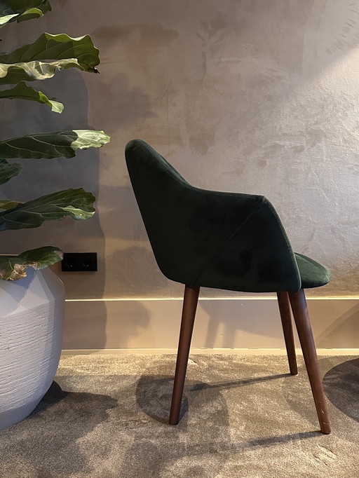 4 chaises de salle à manger confortables – velours vert pignon