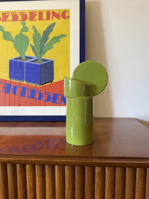 Space Age Green Ceramic Vase, Pietro Arosio, Parravicini Italy ca. 1960