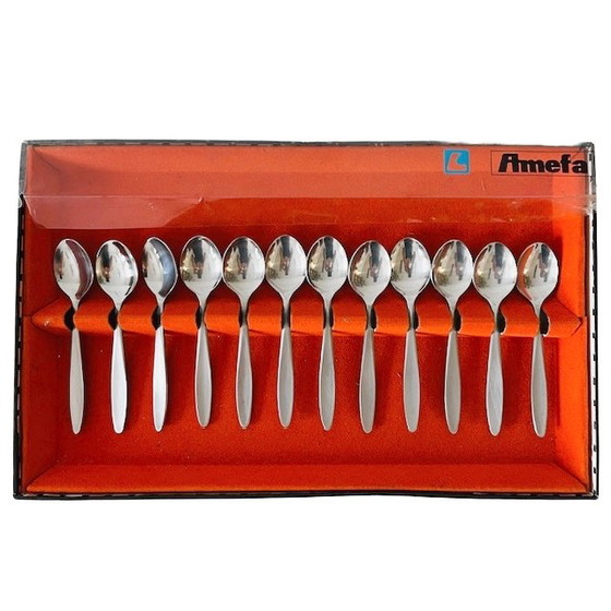 Image 1 of Amefa cuillères à café set vintage acier inoxydable