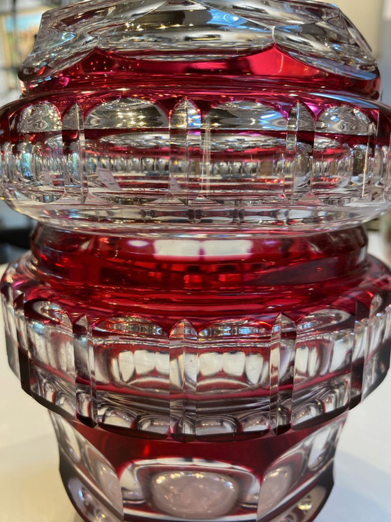Vaso in Cristallo Rosso Doppio – Val Saint Lambert – Cristallo Tagliato (con etichetta) – Vasi (photo 3 of 8)