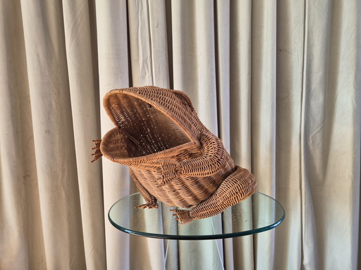 grenouille vintage en osier marron