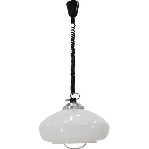 Lampadario vintage in vetro regolabile, Cecoslovacchia 1970