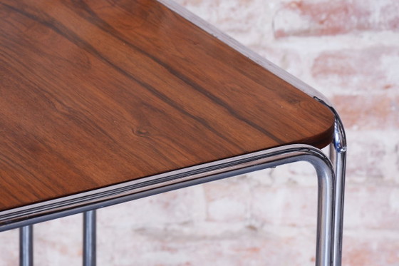Restored Art Deco Dining Table, by M. Breuer for Thonet, Walnut, Germany, 1930s – Wood, Chrome (photo 5 of 7)