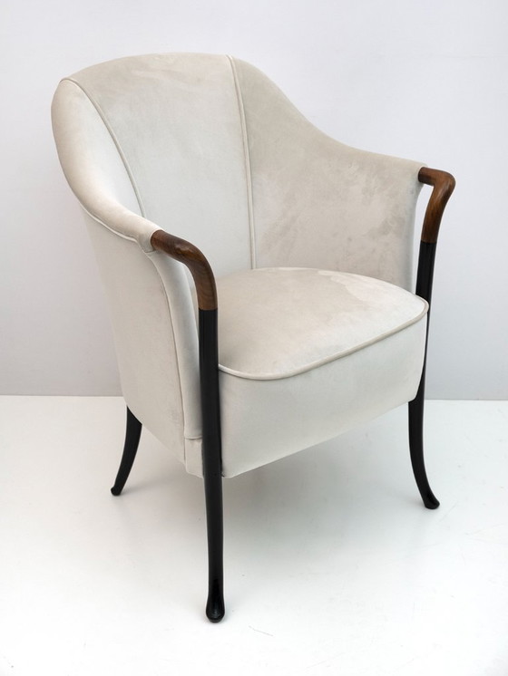 Image 1 of Paire de fauteuils italiens Giorgetti en velours "Progetti", années 1980