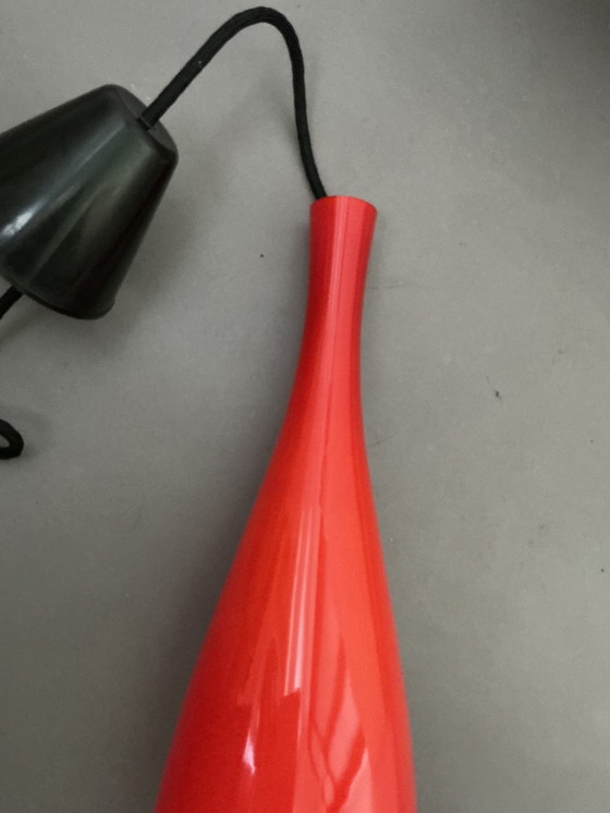 Image 1 of Zeldzame vintage hanglamp ontwerp Jacob E. Bang - oranje/rood