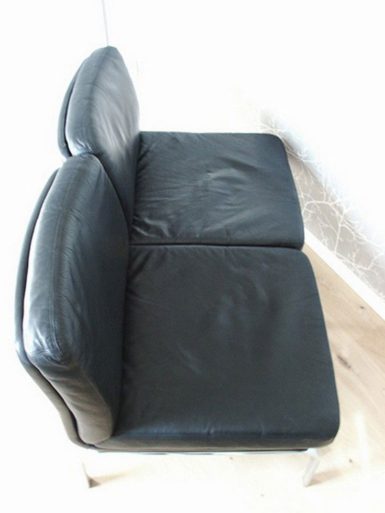 Image 1 of 3x Knoll Black Leather Living Room Set