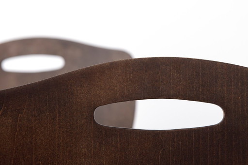 Een paar vintage multiplex eetkamerstoelen, Duits design uit de jaren 80, metalen poten, mid-century modern (photo 2 of 11)
