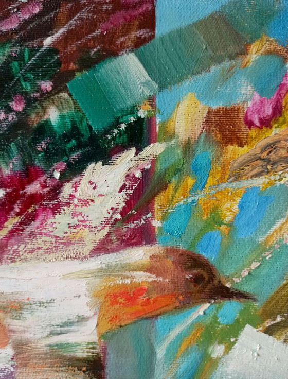 Original Oil Painting Abstract Expressionism Nature Birds – Paintings & Drawings, Canvas (photo 5 of 10)