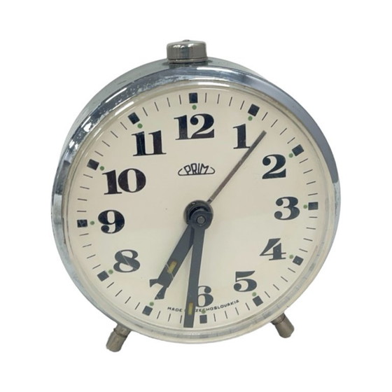 Image 1 of PRIM vintage alarm clock – Czechoslovakia – mechanical – chrome – 1960s/1970s