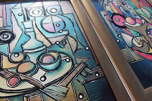 Cubism A1439 - abstract paintings in frame