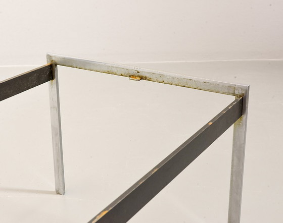 Image 1 of Minimalistic and Exclusive Mid-Century Kho Liangh Black Italian Marble and Brushed Steel Coffee Table by Artifort