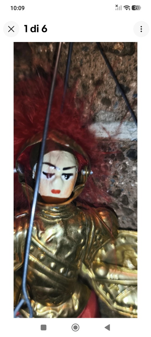 Small Sicilian Puppet Vintage Angelica 18cm Collectible – decoratieve objecten, Metal, Plastic
