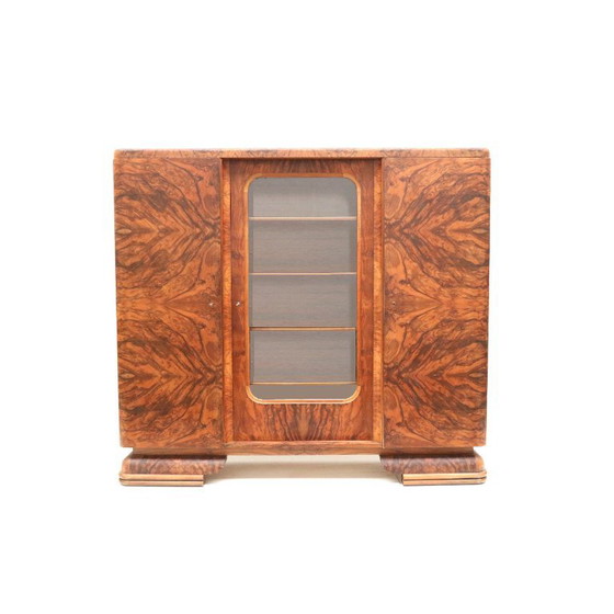 Image 1 of Large vintage Art Deco walnut cabinet made in the 1930s
