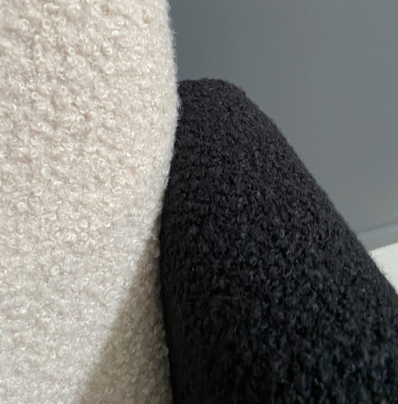 Image 1 of set black and White boucle lounge chairs 1960s