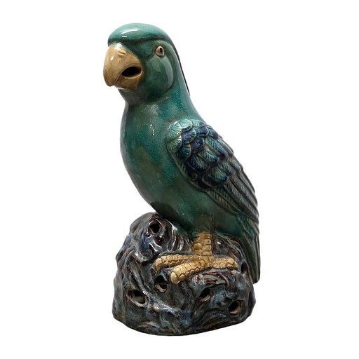 Vintage Chinese keramieken papegaai