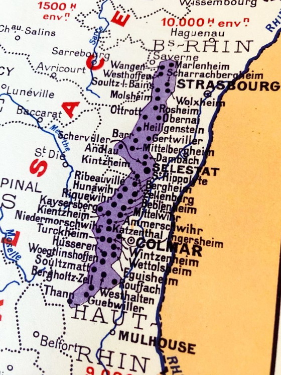 Image 1 of Vins de France 1949 - Vintage kaart van de wijngebieden - (84,1 x 118,9 cm)