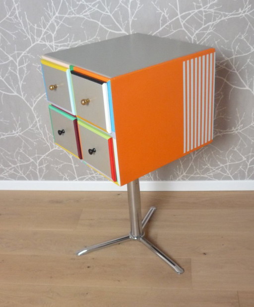 Chromed Pedestal Drawer Cube