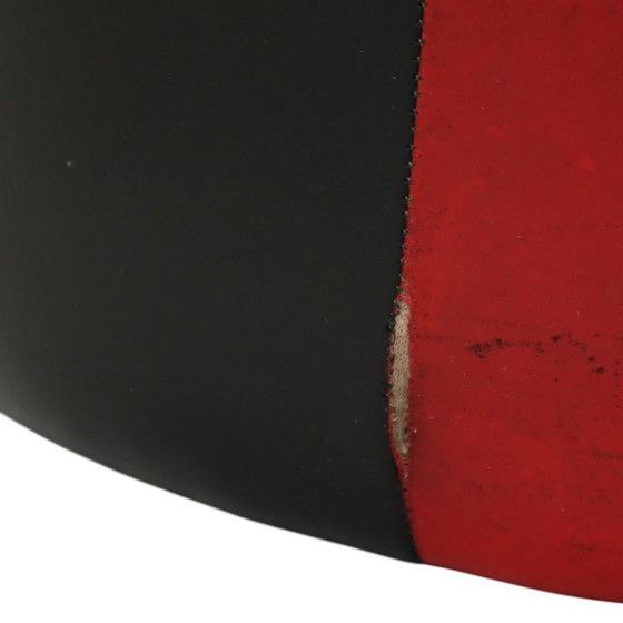Image 1 of Pouf rotondo vintage rosso e nero