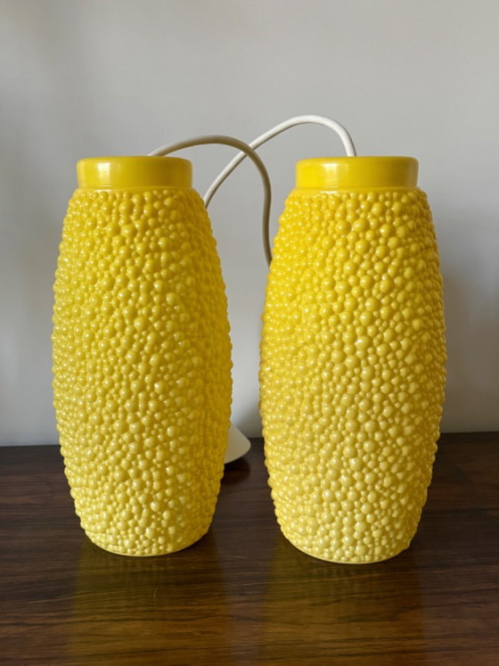 Lampade a sospensione vintage retrò anni '50/'60 - design a bolle giallo – Plastica (photo 2 of 9)