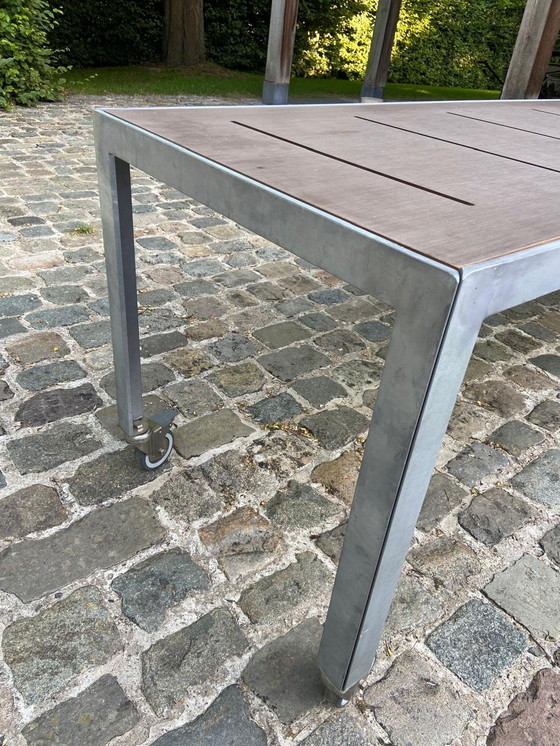 Image 1 of 2x Monica Armani table with galvanized frame and volkern top