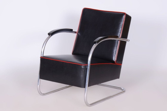 Paar gerestaureerde Bauhaus Fn21 fauteuils, van Mücke-Melder, leer, Tsjechisch, jaren dertig – Leather, Metal (photo 2 of 16)