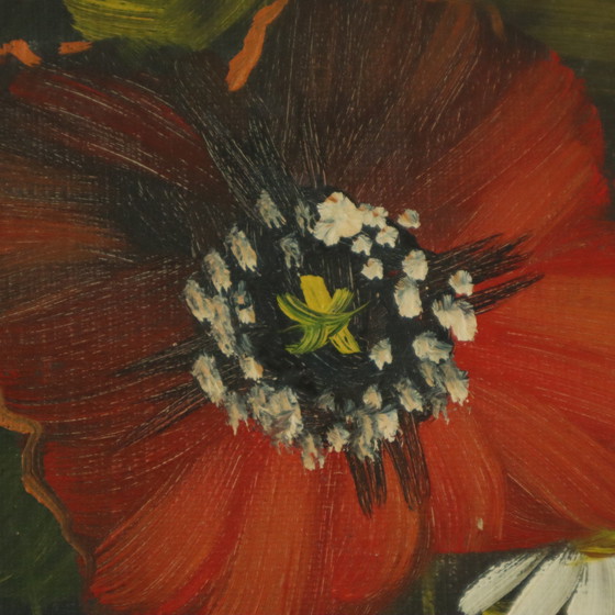 Image 1 of Fleurs Nature morte Peinture Marguerites Coquelicot