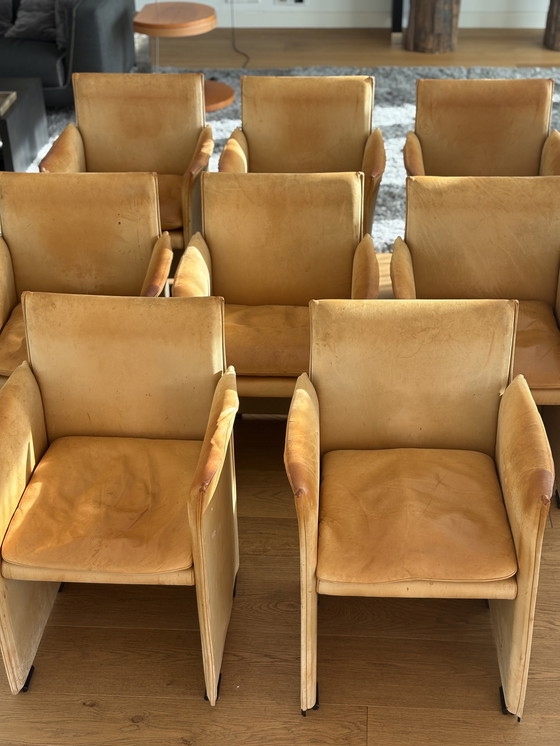 Image 1 of 8 Cassina leren eetkamerstoelen