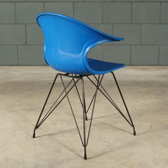 Vintage Blue Bucket Chairs – In the Style of Vitra Eames – Dining chairs, Metal, Plastic (photo 4 of 12)