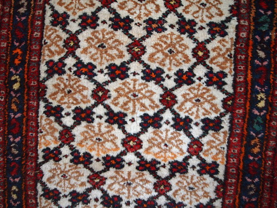 Image 1 of Handmade vintage Persian Hamadan runner 2.6' x 6.8' (80cm x 207cm) 1960s - 1C378