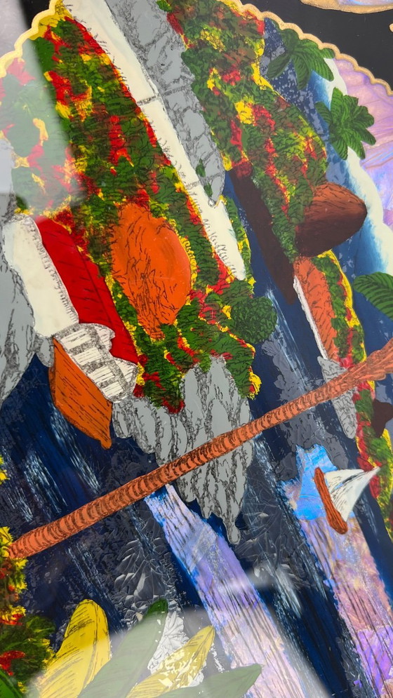 Image 1 of Vintage: 1940-1955 handbeschilderd art deco stijl dienblad, Braziliaans