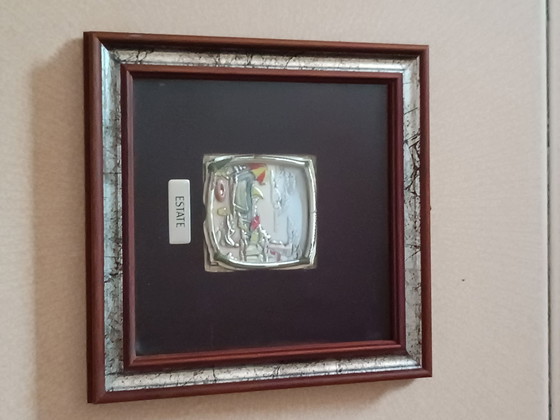 Les 4 saisons sur feuille d'argent mi il, Objets d'art, Verre, Noir (photo 6 sur 13)