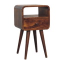 Mini comodino aperto in legno di mango con effetto legno di castagno