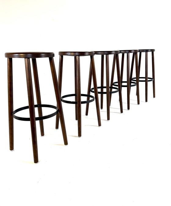 Image 1 of 5x vintage Brutalist bar stools '70
