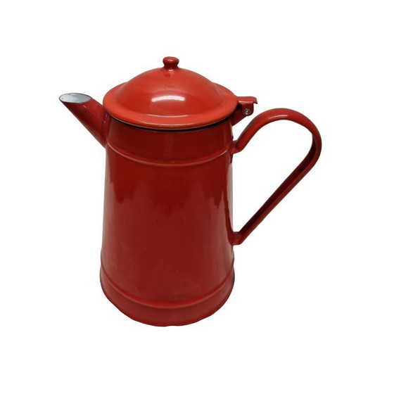 Image 1 of Mid Century red enamel coffee pot