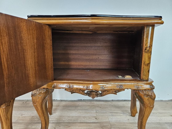 Image 1 of Comodini Chippendale anni '50 con vetro nero