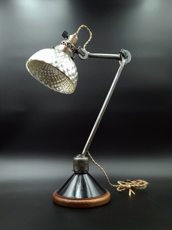 Image 1 of Rare Gras lamp, number 300, 1920s, with mercury glass reflector