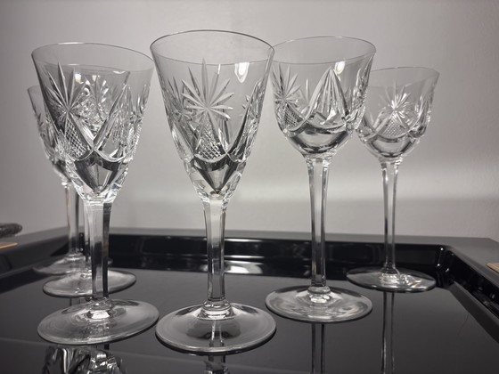 Image 1 of 6 Kristallgläser, wahrscheinlich von Saint Louis oder VSL hergestellt
