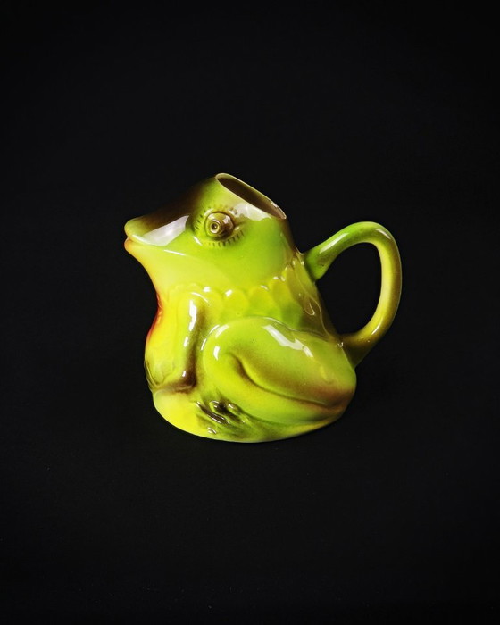 Image 1 of Brocca a rana in barbotine policrome firmata Salins Vintage anni '60