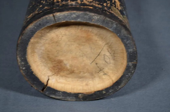 Late 19th Century Important Black Lacquered Bamboo Pot With Polychrome Character Decoration – Plant pot (photo 7 of 12)