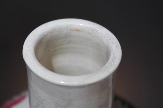 Image 1 of Vase bouteille en céramique chinoise à 9 pêches