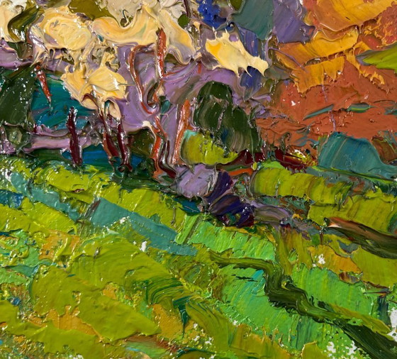 Image 1 of Original Oil Painting Summer Nature Landscape Thorns are blooming