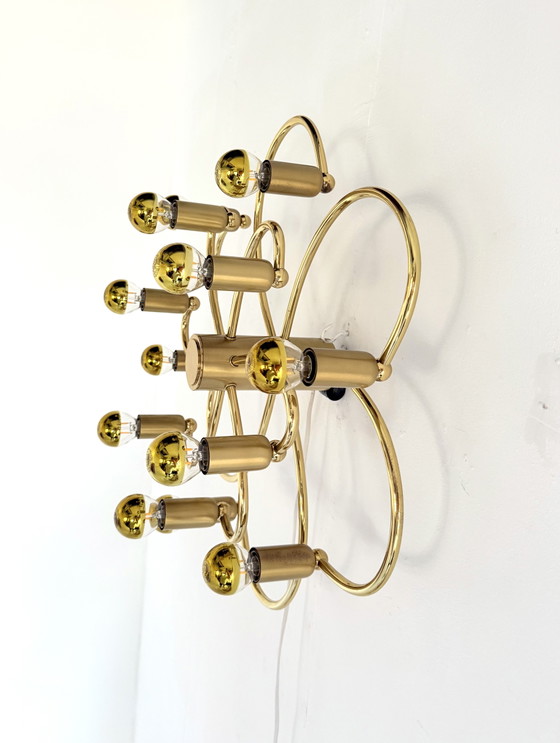 Image 1 of Vintage messing swirl plafond/wandlamp, Scolari ‘70