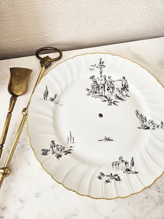 Image 1 of Siervo mudo de lujo Bernardaud Christofle María Antonieta porcelana de Limoges dorada Toile de Jouy