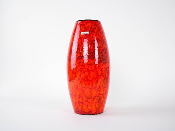 Image 1 of Red ceramic vase, German design, 1960s, manufactured by Scheurich
