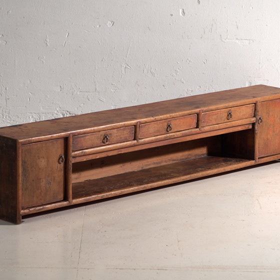 Mobile basso laccato antico in legno di olmo – Cina, circa 1900 – Credenze con vetrina, Iron (photo 4 of 40)