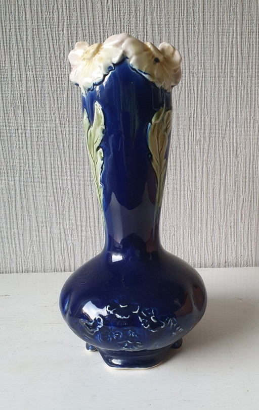 Vase majolique Art Nouveau-Gustave De Bruyn Fives-Lille 24 cm