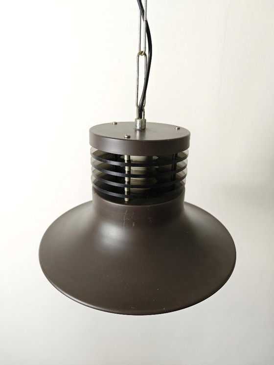 Image 1 of Vintage Industrial Pendant Light / Mid Century Modern Hanging Lamp / Scandinavian style / Metal Bell Shade / Retro Factory Ceili