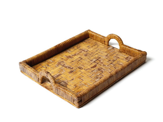 Hollywood Regency Wicker Tray, Vivai Del Sud Italy Ca. 1970 – Table accessories (photo 2 of 12)