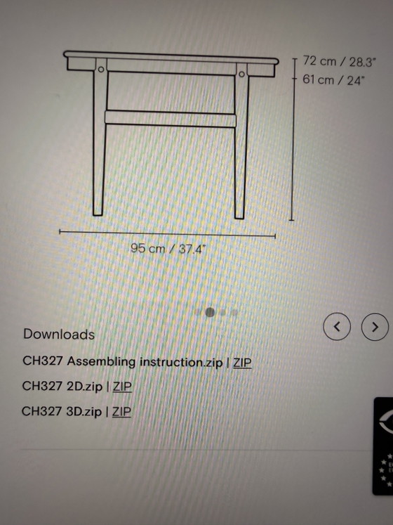 Image 1 of HAns J Wegner CH327 Dinning Table  Manufactured by Carl Hansen&Son
